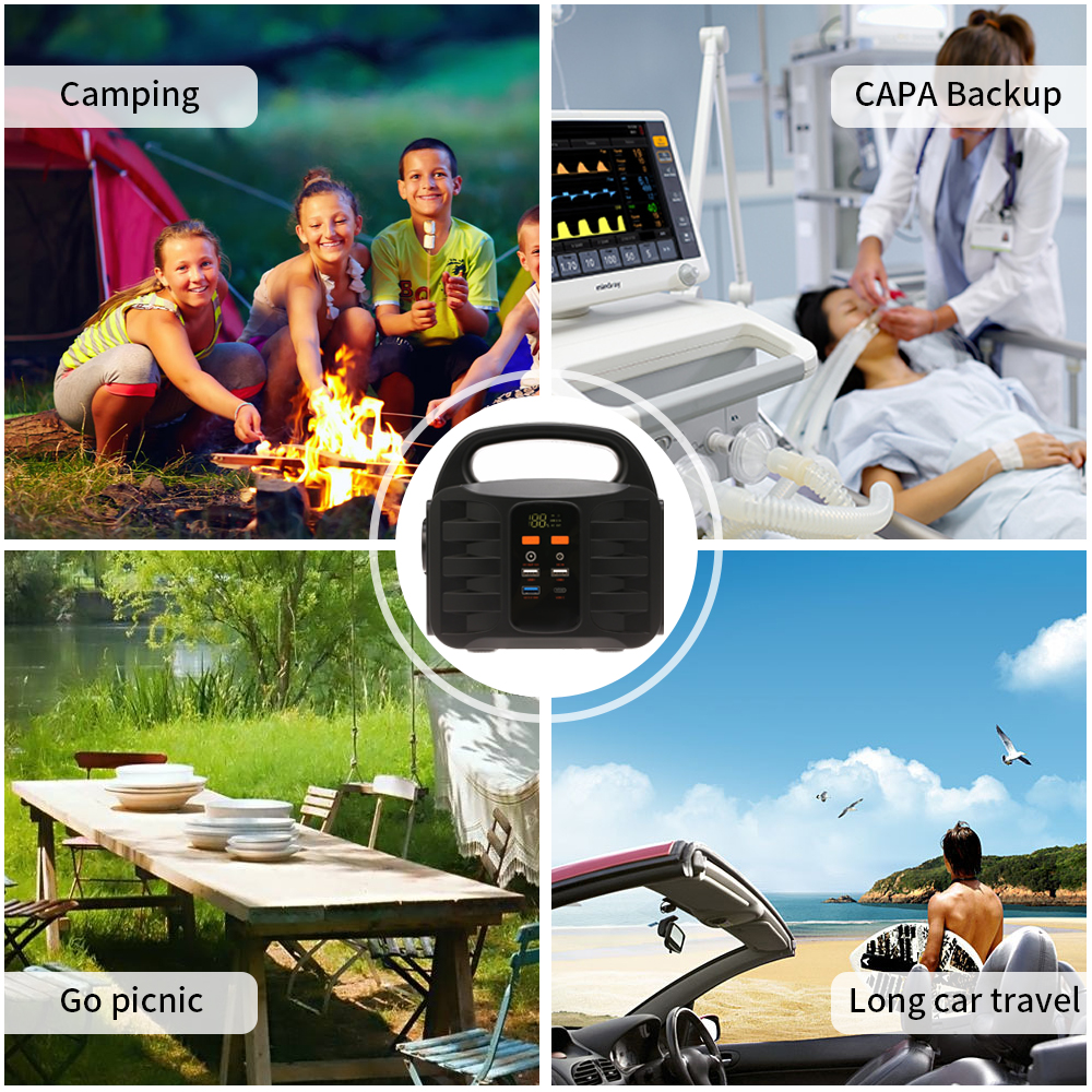Portable Generator Power Supply Station 155Wh Emergency Backup Lithium Battery, Quiet Gas-free Power Inverter, Charged by Solar Panel/Wall Outlet/Car With USB, 110V-220V AC Output, DC Output