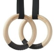 thumbnail image 2 of Philosophy Gym Wood Gymnastic Rings 1.25" Grip - Exercise Ring Set with Adjustable Straps, Grip Tape for Pull Ups, Dips, Muscle Ups, 2 of 5