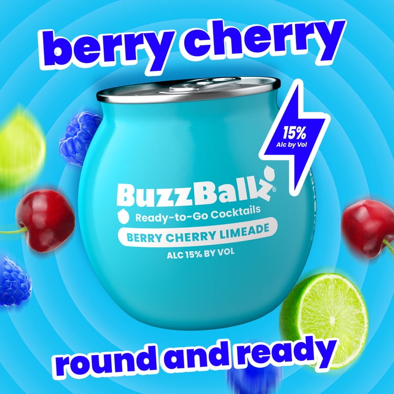 BuzzBallz Chillers Biggies Berry Cherry Limeade 187ml Bottle, ABV