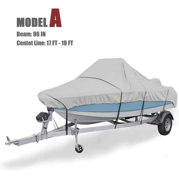 Goodsmann 600 Denier boat cover, water resistant, weather protection, trailerable,Silver Poly, Center Console Covers 9921-0132-31(A Fits 17-19 V-Hull Boats, Beam width to 96)