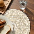 thumbnail image 3 of Beige Boho Round 13 Inch Placemats Set of 2, Retro Farmhouse Ethnic Abstract Geometric Art HeatResistant Non Slip Place Mats for Dining Table, Wipeable Braided Kitchen Table Mats for Housewarming, 3 of 9