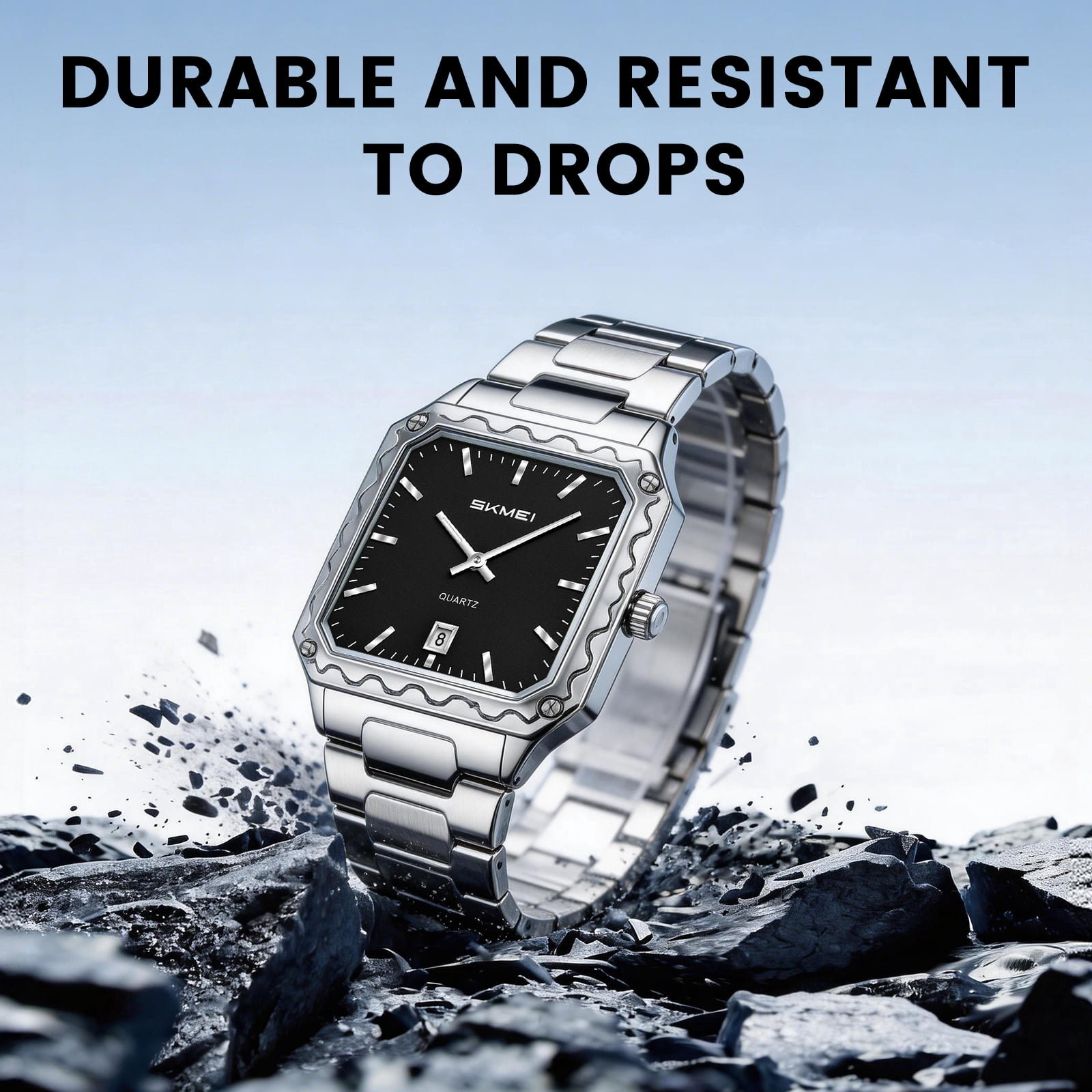 SKMEI Watches for Men Fashion Business Mens Watch Analog Quartz Big Face Luxury Classic Stainless Steel Waterproof Luminous Wristwatch