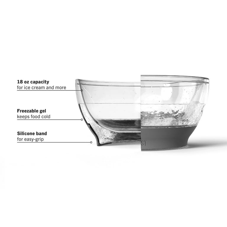 Host Ice Cream FREEZE Bowl - Double Walled Insulated Dessert Bowl, Grey 