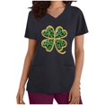 thumbnail image 3 of BiZtdJrK Today's Sales of The Day St. Patrick's Day Womens Scrubs Tops Workwear Summer Casual V Neck Short Sleeve T Shirts Nursing Uniform Scrubs Shirts with Pockets Black M, 3 of 7