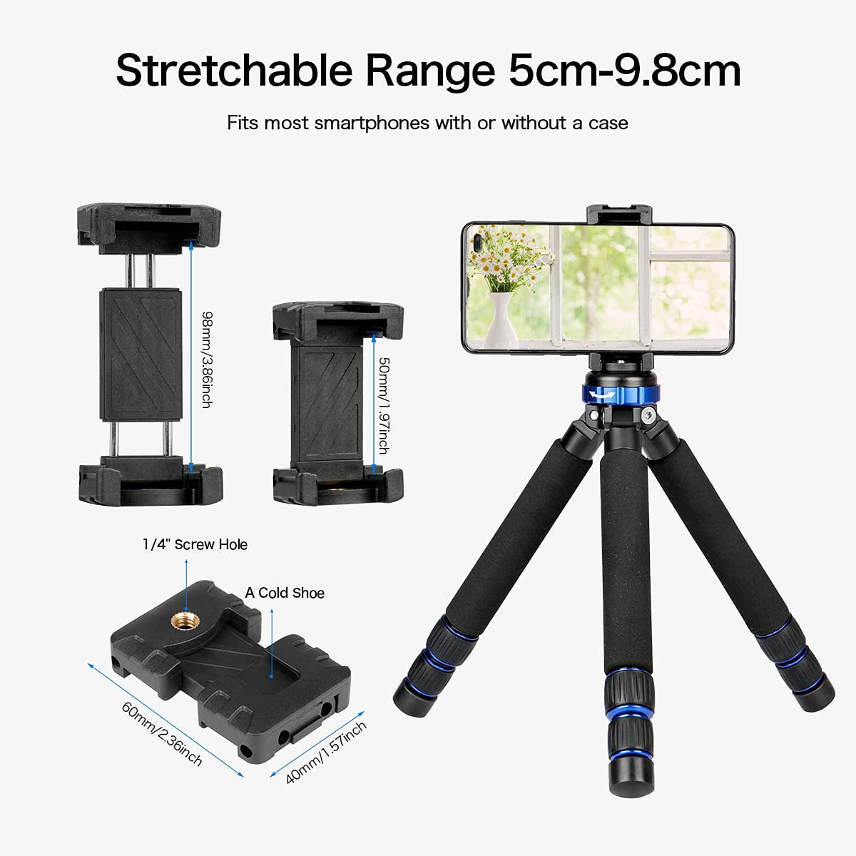Koolehaoda Camera Mini Tripod, Lightweight Aluminum Alloy Tabletop Tripod Stand with 1/4 and 3/8 Screw Mount for DSLR Camera,Video Recorder,Cell Phone - (MT-03)