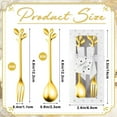 thumbnail image 3 of 12 Packs (24pcs)  Elegant Golden Wedding Forks And Teaspoons, Gold Forks And Spoons Set, Metal Leaf Pattern, Individually Boxed Gift, For Wedding, Bridal Shower, Tea Party, Souvenirs for Guests, 3 of 8