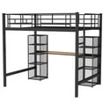 thumbnail image 4 of Full Size Metal Loft Bed, Heavy Duty Loft Bed with Built in Desk and 2 4-Tier Shelves, Full Size Bed Frame with Side Ladder for Boys, Girls, 4 of 7