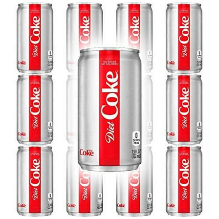 Diet Coke, 7.5 oz Mini Cans (Pack of 12, Total of 90 Fl Oz)