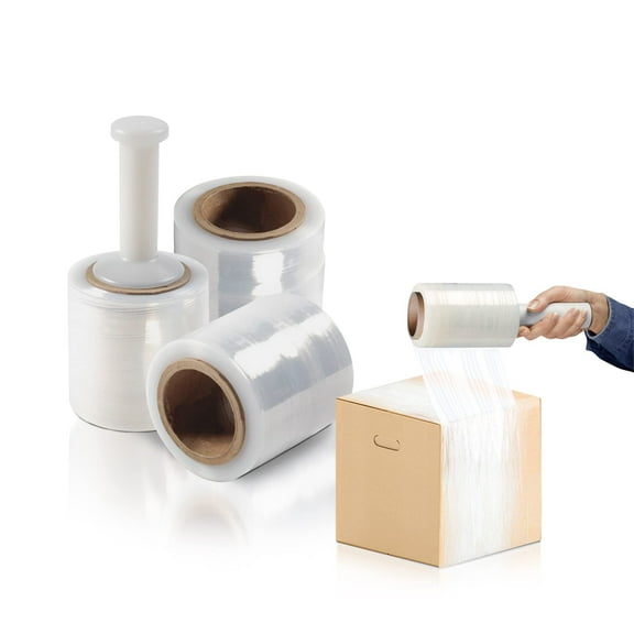 APQ Supply Stretch Film with One Handle, 3" x 1000', 80 Gauge, 18 Count