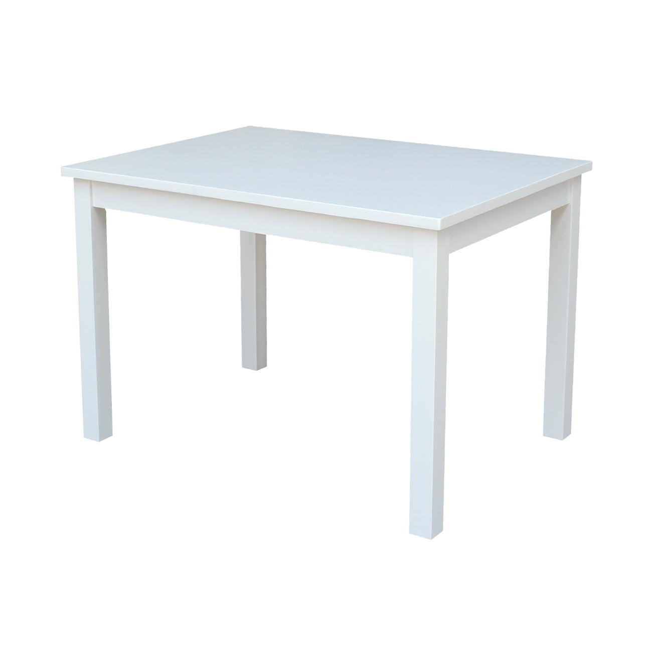 International Concepts Indoor Wood Kids 22.2"H Table with 4 San Remo Chairs in White - 5 Piece Set