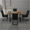 thumbnail image 3 of JERFIT 5-Piece Industrial Farmhouse Dining Set, 55 Inch Kitchen Table with 4 Upholstered Chairs, Black and Brown, 3 of 10