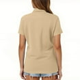 thumbnail image 4 of 3-Button Quick Dry Women'S Short Sleeve Polo Shirts Collared Golf Running Tennis Workout Tops,Khaki S, 4 of 5