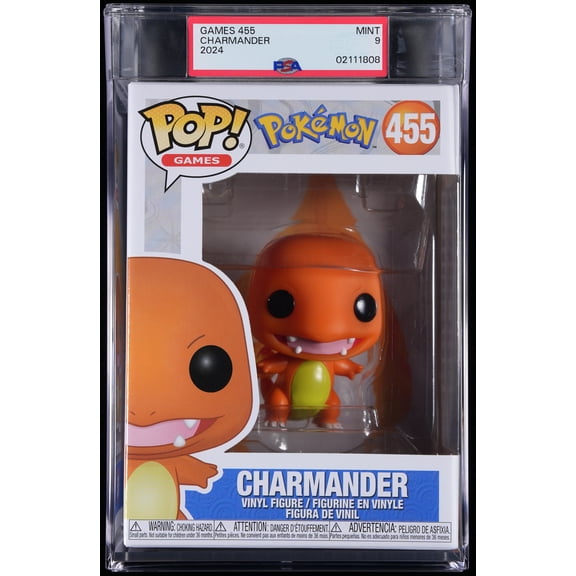 Bundle with PSA 9 MINT Graded Charmander #455 Pokemon Collectible Vinyl Figure - Fully Encapsulated with Compatible Funko Pop! PSA Hard Protector Case