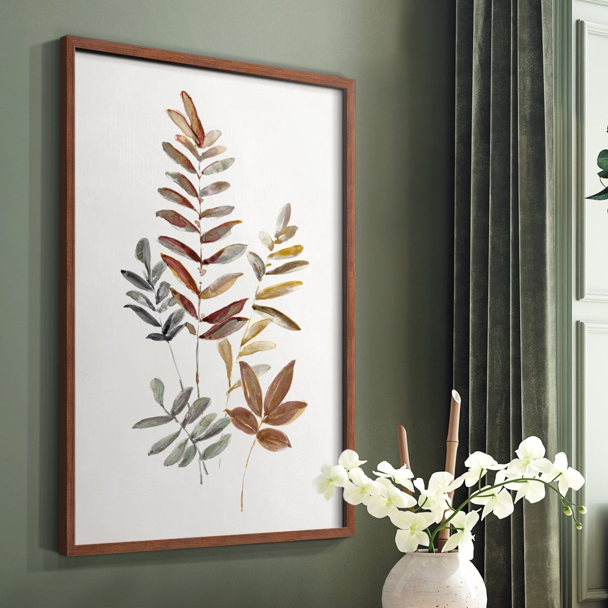 Autumn Leaves I Framed Print in Brown Solid Wood Framed Print No Nail Hanging