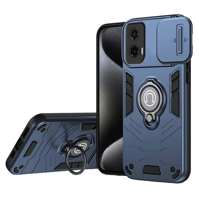 For Motorola Moto G35 5G Case Slide Camshield Kickstand PC+TPU Phone Cover - Grey