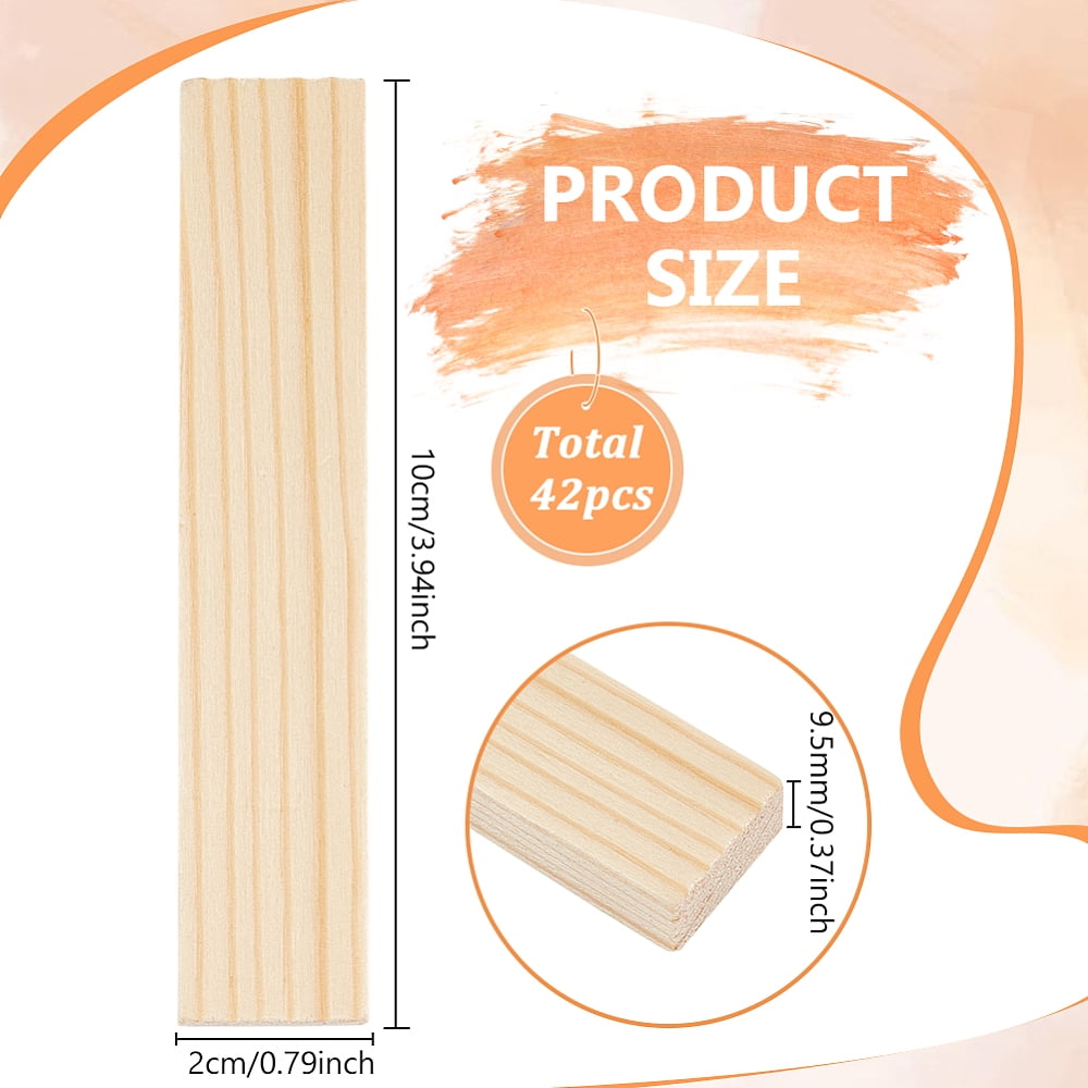 Wood Craft Sticks DIY Modelling Materials Rectangle PapayaWhip 100x20x9.5mm 42pcs/set