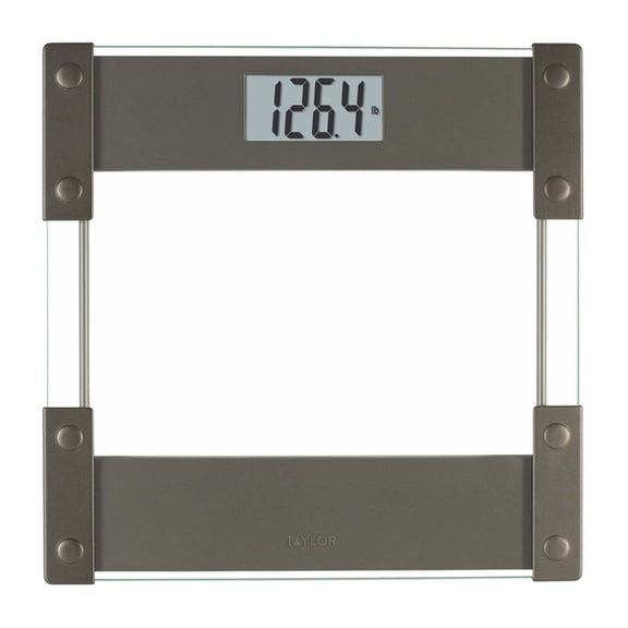 Farmstead Living Digital Glass Bathroom Scale – 12.4" Large Platform with ABS Hinge Construction, 400 lb Capacity Body Weight Monitor with 0.2 lb Precision for Accurate Home Weighing (Brown/Clear)
