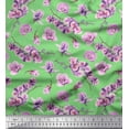 thumbnail image 1 of Soimoi Green Rayon Crepe Fabric Saucer Magnolia Floral Print Sewing Fabric Yard 46 Inch Wide, 1 of 3