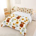 thumbnail image 3 of Manfei Kawaii Highland Cattle King Size Comforter Sets 3pcs,Floral Animal Comforters King Size,White Yellow,1 Comforter and 2 Pillowcases,Reversible, 3 of 6