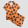thumbnail image 4 of HCNTES Girls Halloween Pajamas Girls Halloween Pajamas 2 Piece Pumpkin Ghost Sleepwear Short Sleeve Jammies for Kids Button-Down Nightwear Girl Pjs, 4 of 5