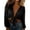 Black, variant on Women's V-Neck Tie-Front Cropped Blouse Long Puff Sleeve Wrap Cover-up Casual Summer Top for Beach and Daily Wear