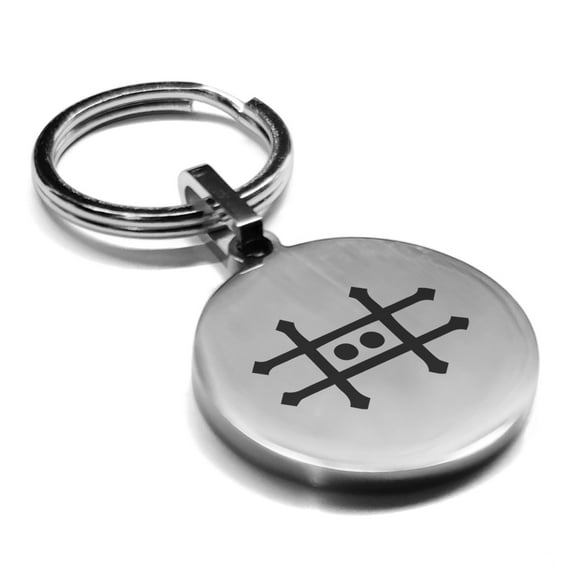 Stainless Steel Zinc Alchemy Symbol Round Medallion Keychain Circle Ring