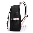thumbnail image 3 of Fengdong Mochila Escolar de Lona con Puerto USB, Negro, Rosa, Bolsa Grande, Macuto para Adolescente, Cartera para Niña, Bolsa para Estudiante, Bolso para Libros, Moda, 3 of 4