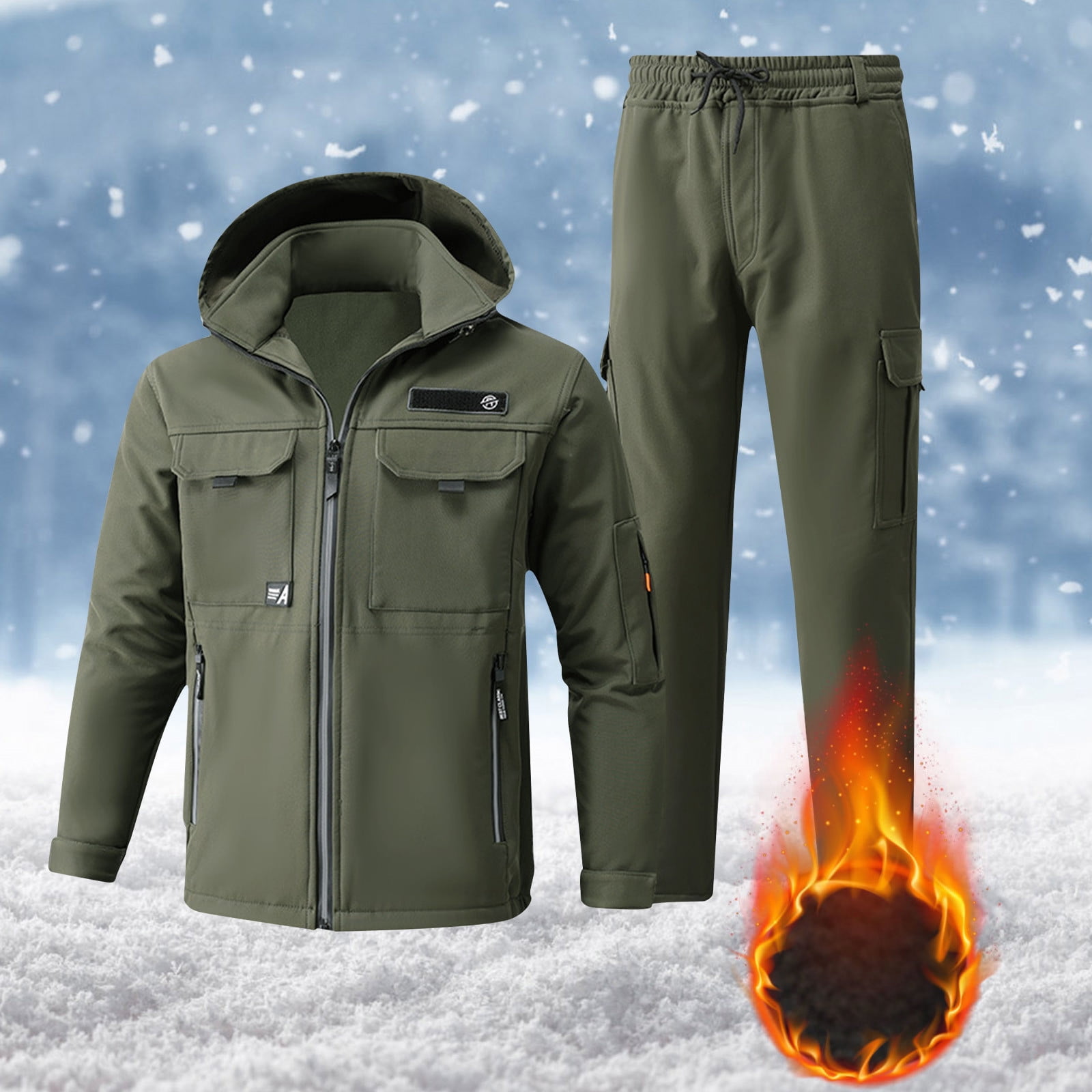 Miqool Men's Waterproof Rain Suits Fleece Lined Winter Warm Rain