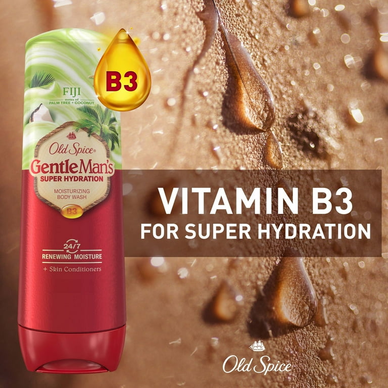 Old Spice Super Hydration Men's Body Wash, Fiji with Palm Tree and Coconut, 24/7 Renewing Moisture, 20g