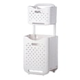 thumbnail image 1 of Collapsible Laundry Basket Portable Foldable Laundry Hamper Clothes Storage Organizer Basket for Home Hotel Ivory White Combination, 1 of 9