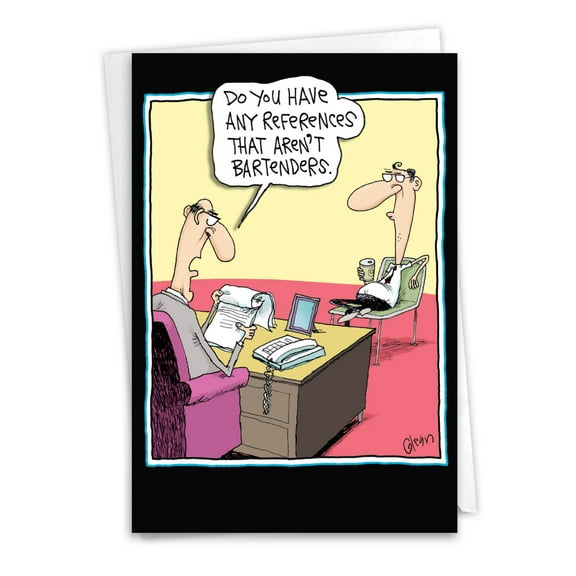 Funny Graduation Greeting Card with 5 x 7 Inch Envelope (1 Card) Bartenders - Businessman and Job Applicant with Beer