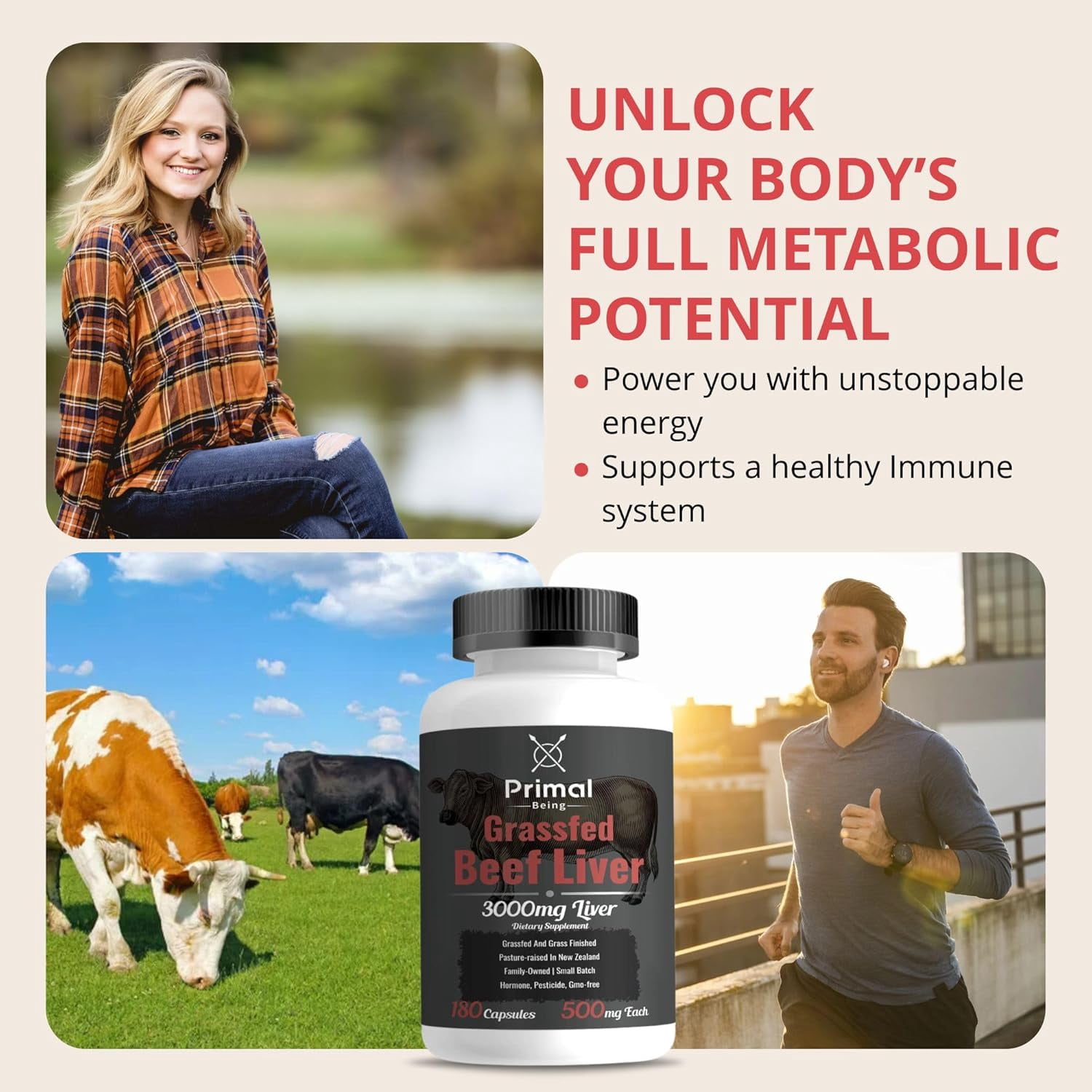Primal Being Grassfed Beef Liver- Supports Energy, Longevity, Metabolic Health, and Detoxification