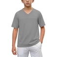 thumbnail image 3 of Pretxorve Kids Boys Girls Short Sleeve Shirts Summer V Neck Solid Fast Dry Mesh Sport Uniform Tee Sizes 3-15Y, 3 of 5