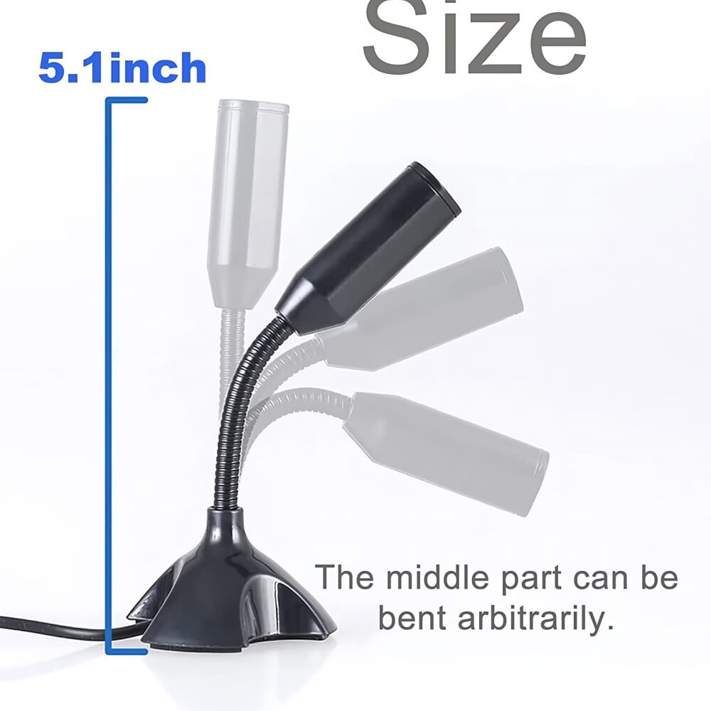 Mini USB Microphone for Desktop Computer and Laptop,Portable USB Condenser Mic With Adjustable Stand,Compatible with PC/Mac,Plug & Play,Ideal for Meeting,Online Class,Games,Remote work(Black)