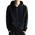 thumbnail image 1 of Men Kangaroo Pocket Plain-Colour Sweaters Hoodies for Winter Sports Casual, 1 of 8