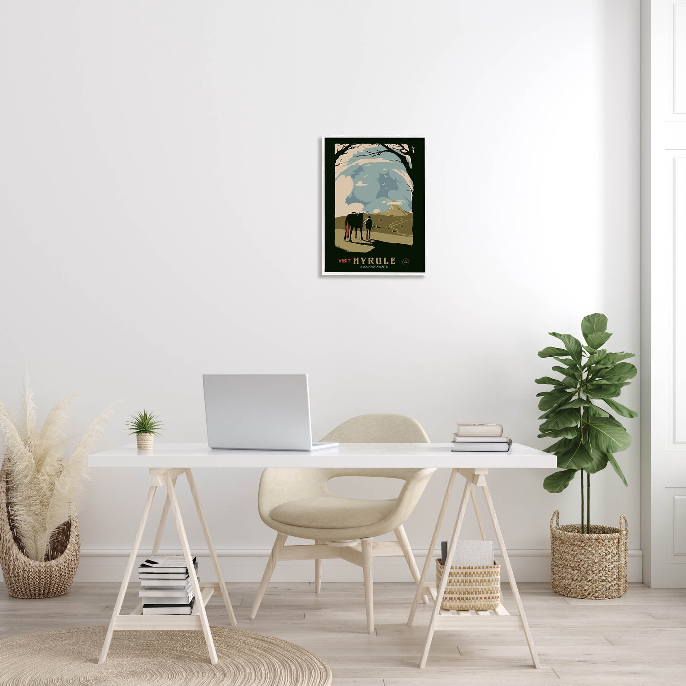 Stupell Industries Visit Hyrule Fantasy Wildlife Character Graphic Art White Framed Art Print Wall Art, Design by Matheus Lopes Castro