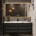 thumbnail image 2 of American Retro Oak Solid Wood Bathroom Cabinet Rock Ceramic Washbasin Luxury Bathroom Vanity Sink Cabinet Bathroom Furniture My Lux Decor Round, 2 of 23