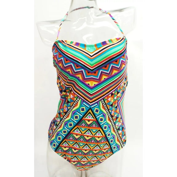 Apt 9 Aztec Printed Halter Strap One-Piece Swimsuit Women's Large