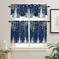 thumbnail image 2 of Christmas Kitchen Curtains and Valances Set, Tree Snowman Winter Snowflakes Navy Blue Rod Pocket Window Valance 18 Inch Window Curtain Panels for Living Room Bedroom Laundry, 27.5x36in, 3 Pieces, 2 of 7