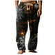 thumbnail image 2 of Pantalones largos para hombre, cintura elástica, estampado, transpirables, cómodos, suaves, informales, de playa, de poliéster., 2 of 5