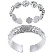 Sterling Silver Handcrafted Floral Toe Ring Set