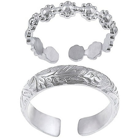 Sterling Silver Handcrafted Floral Toe Ring Set