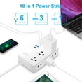 thumbnail image 3 of BOHASHIN Power Strip Extension Cord, 10 ft long Extension Cord for 6 Widely Spaced Outlets with 4 USB Fast Charge USB Charging Ports(White), 3 of 8