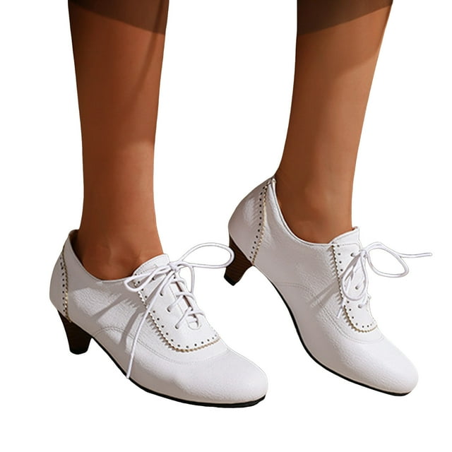 Bottes de Combat à Talons Kitten pour Femmes Rétro Hiver Automne en Cuir à Bout Rond Bottillons Courts à la Cheville Chaussures Oxford Vintage