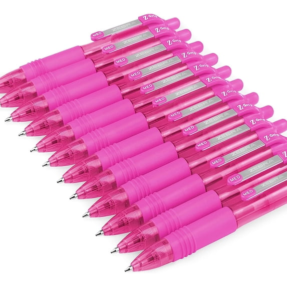 Zebra Z-Grip Smooth Mini Retractable Ballpoint Pens - 1.0mm - Pink - Pack of 12