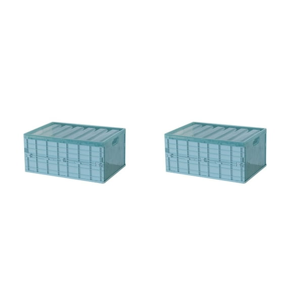 2 Pieces Foldable Storage Case Multifunctional Container Containers Wicker Basket Blue