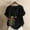 #54 Black, variant on Staron Summer Blouses for Women Clearance Roll Up Short Sleeve Plus Size Summer Dressy Loose Tunic Round Neck Floral Print Cotton Linen Tops Shirts