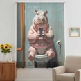 thumbnail image 3 of Bathroom Hippo Sheer Curtains 45 Inches Long, Toilet Animals Vintage Light Filering Curtains, Breathable Simi Curtain Privacy Drapes for Kitchen Bathroom Lightweight Small Window Treatment, 3 of 9