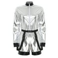 thumbnail image 4 of Eandarui Womens Metallic Shiny Astronaut Jumpsuit with Waist Belt Boyshorts Bodysuit for Halloween Silver M, 4 of 7