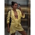 thumbnail image 4 of 2 Piece Summer Outfits Button Down Shirt Top and Skirts Casual Lounge Sets Yellow One size, 4 of 10